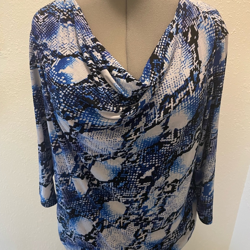 Ellen Tracy XL Blouse women top scoop neck long sleeve stretch basic layer